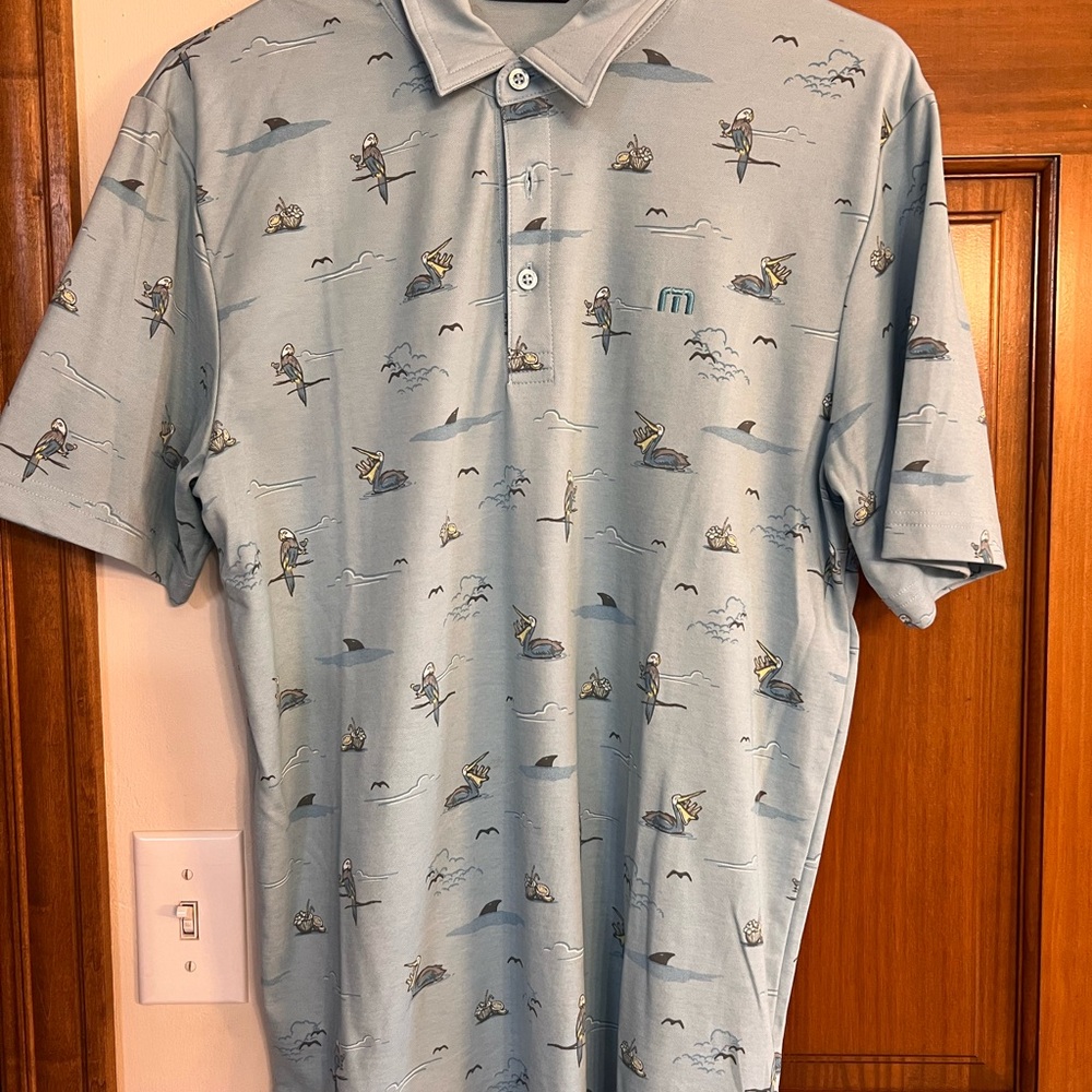 Travis Mathew Blue Seagull Polo Shirt Men’s Medium
